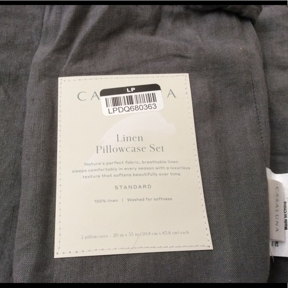 Standard 100% Washed Linen Solid Pillowcase Set Dark Gray - Casaluna - Picture 6 of 9